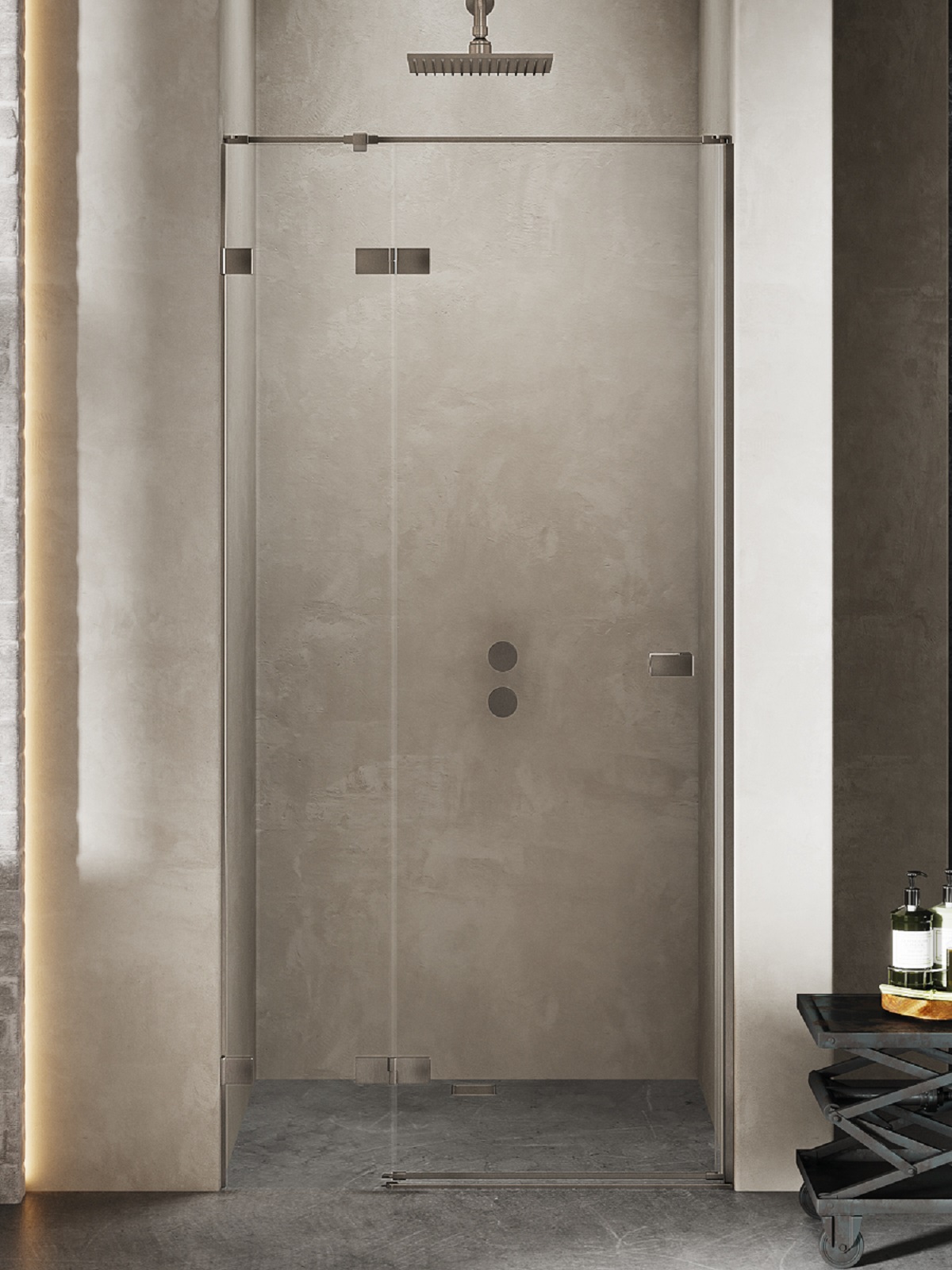 New Trendy Avexa Gunmetal Brushed sprchové dvere 130 cm výklopné grafitová brúsená/priehľadné sklo EXK-3254