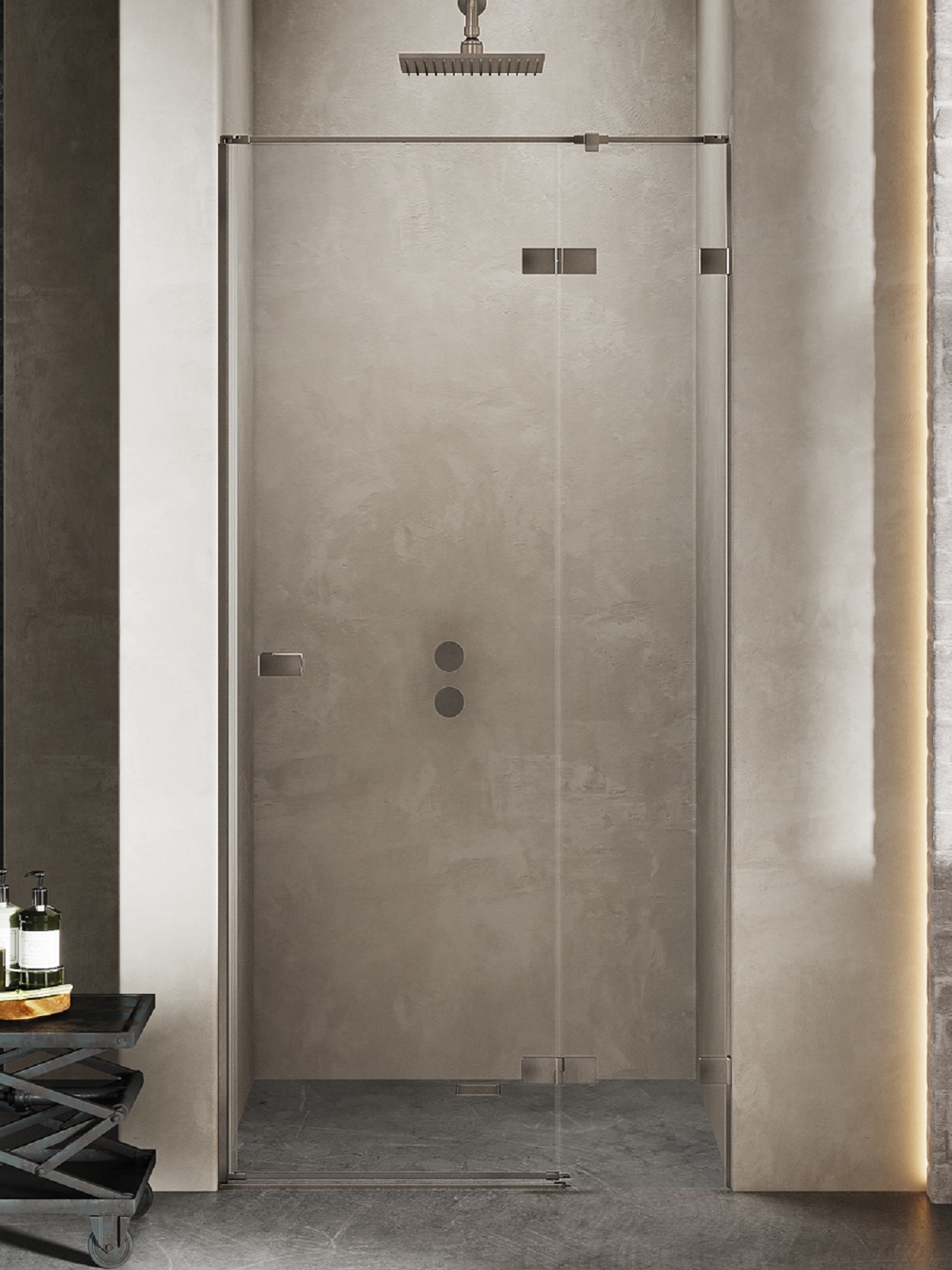 New Trendy Avexa Gunmetal Brushed sprchové dvere 140 cm výklopné grafitová brúsená/priehľadné sklo EXK-3257