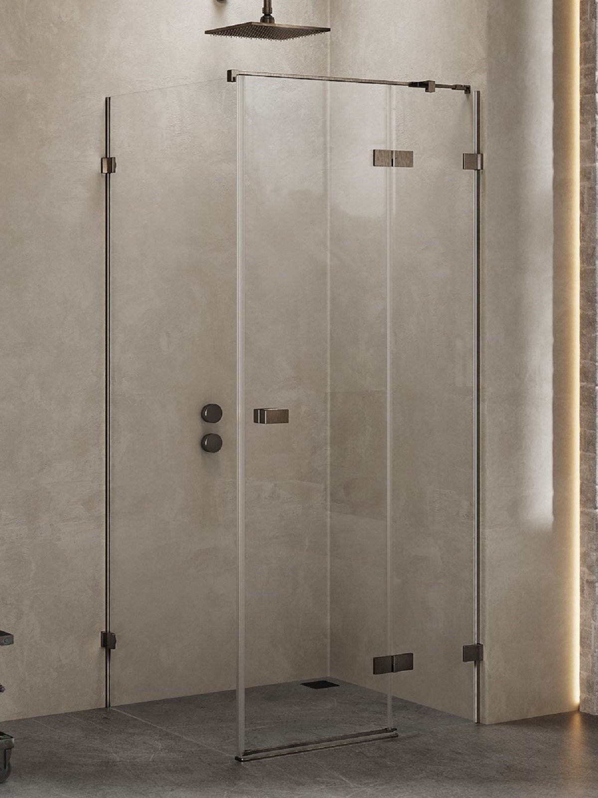 New Trendy Avexa Gunmetal Brushed sprchovací kút 120x100 cm štvorcová brúsené/priehľadné sklo EXK-3375