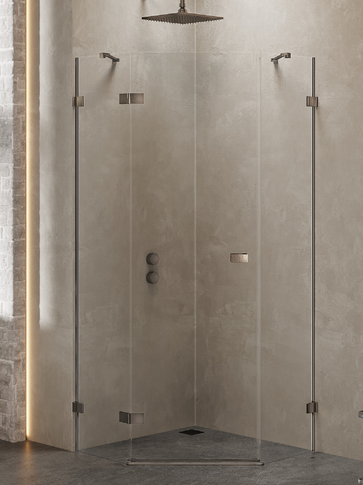 New Trendy Avexa Gunmetal Brushed sprchovací kút 90x90 cm brúsené/priehľadné sklo EXK-3831