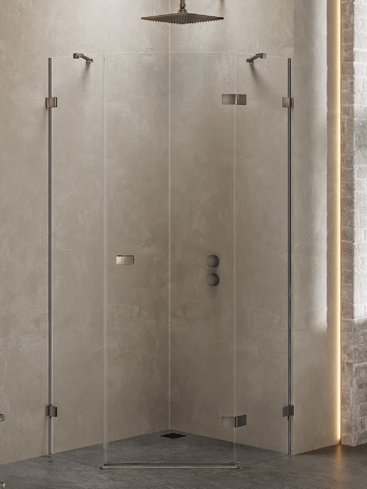 New Trendy Avexa Gunmetal Brushed sprchovací kút 90x90 cm brúsené/priehľadné sklo EXK-3832