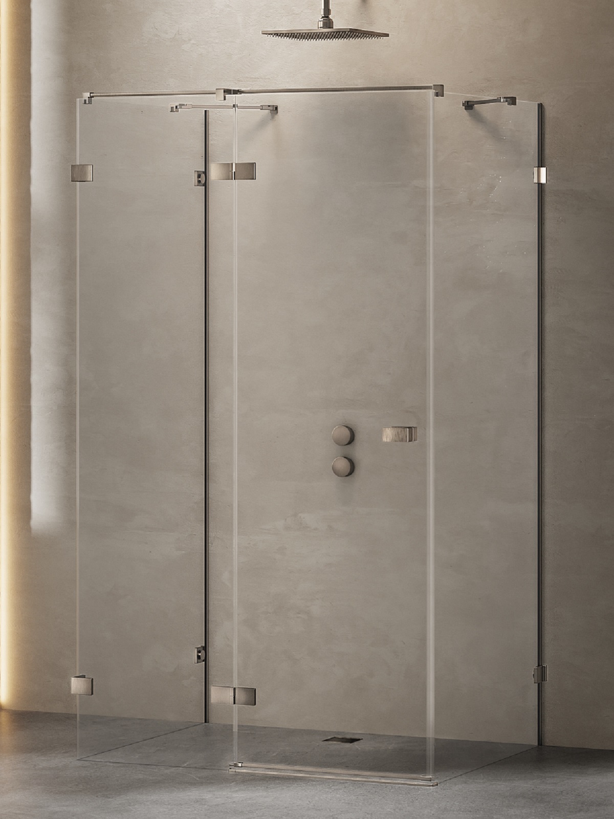 New Trendy Avexa Gunmetal Brushed sprchovací kút 80x70 cm štvorcová kladivková farba brúsené/priehľadné sklo EXK-3403