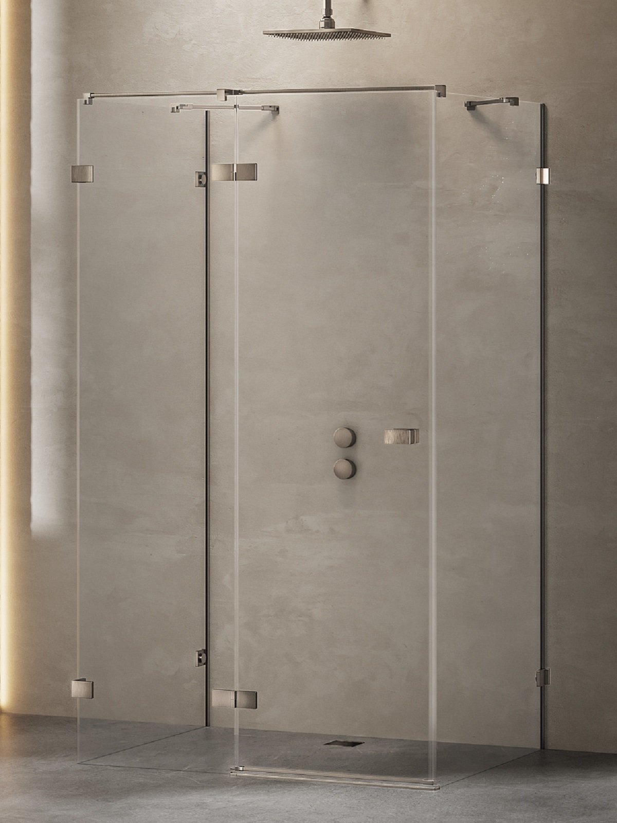 New Trendy Avexa Gunmetal Brushed sprchovací kút 100x80 cm štvorcová brúsené/priehľadné sklo EXK-3406