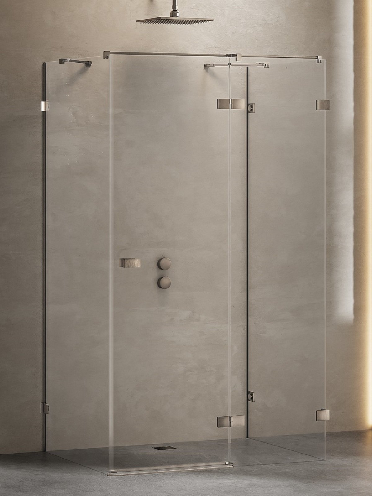 New Trendy Avexa Gunmetal Brushed sprchovací kút 100x100 cm obdĺžniková kladivková farba brúsené/priehľadné sklo EXK-3448