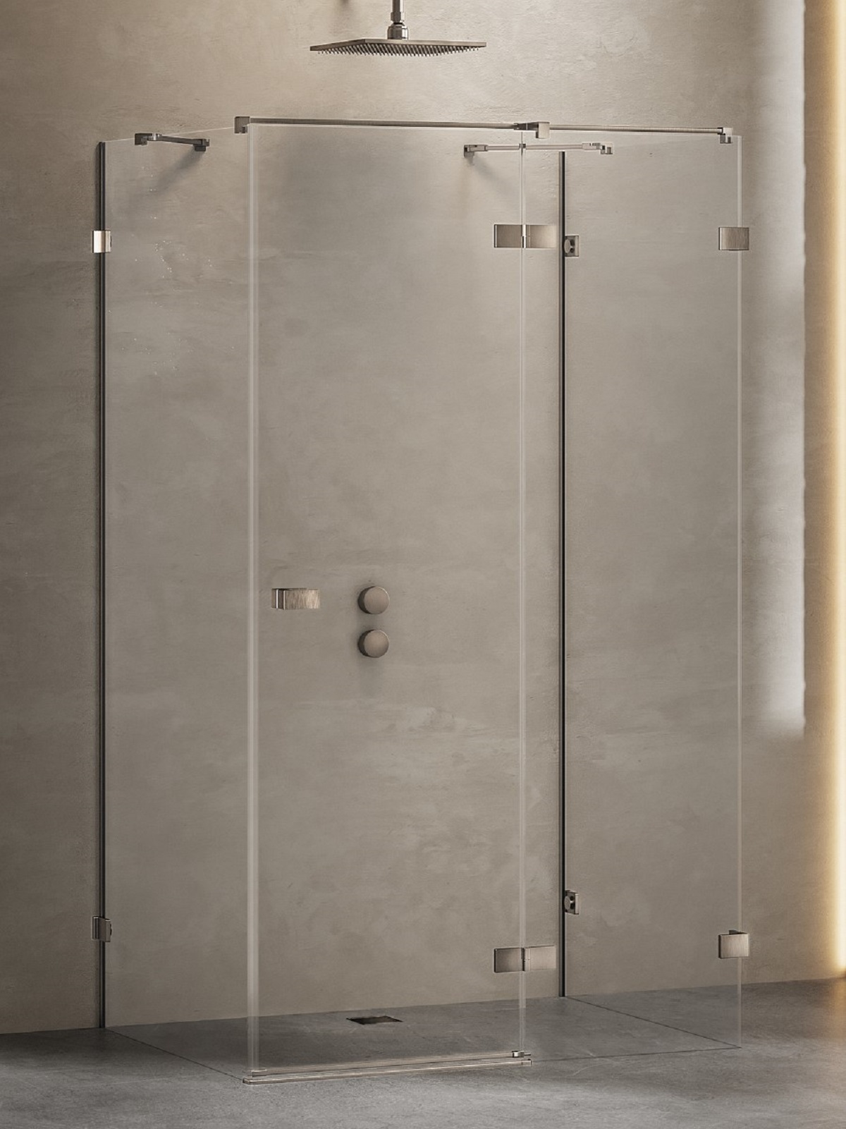 New Trendy Avexa Gunmetal Brushed sprchovací kút 110x110 cm obdĺžniková kladivková farba brúsené/priehľadné sklo EXK-3455