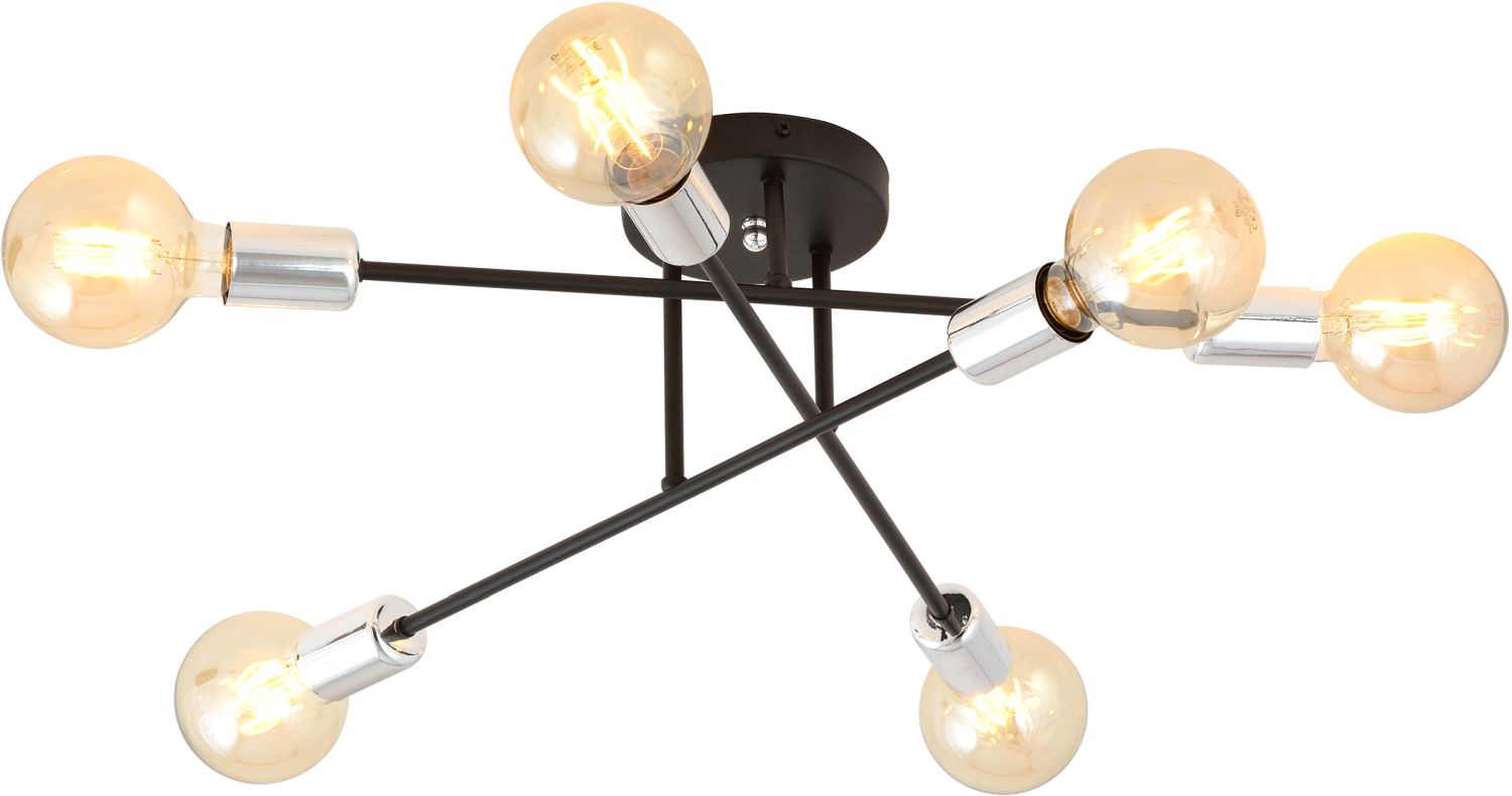 Emibig Veken 6B Silver stropné svietidlo 6x15 W čierna-strieborná 1174/6B