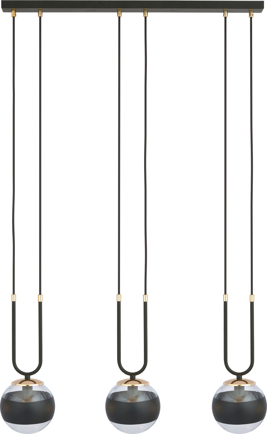 Emibig Glam Stripe závesné svietidlo 3x10 W čierna-priehľadná 1113/3
