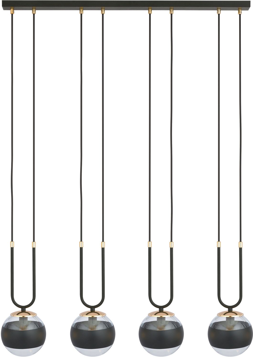 Emibig Glam Stripe závesné svietidlo 4x10 W čierna-priehľadná 1113/4