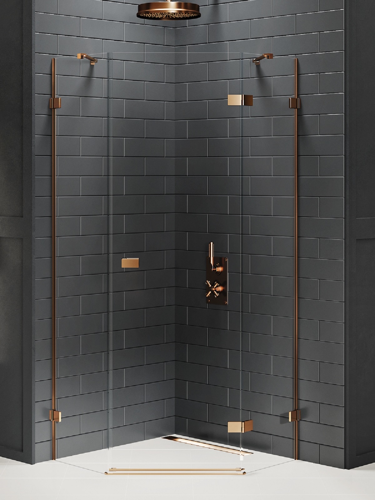 New Trendy Avexa Copper Brushed sprchovací kút 90x90 cm medená brúsené/priehľadné sklo EXK-3821