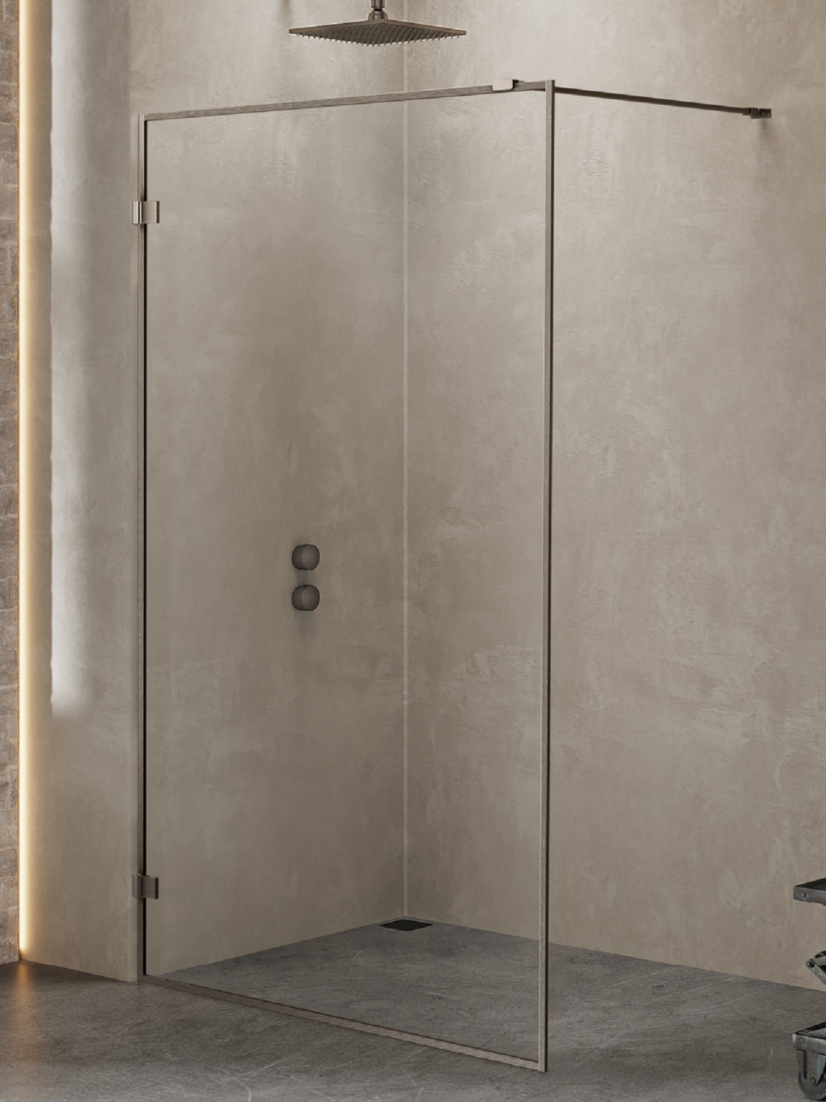New Trendy Avexa Gunmetal Brushed stena sprchového kúta walk -in 50 cm brúsený/sklo priehľadné EXK-3507