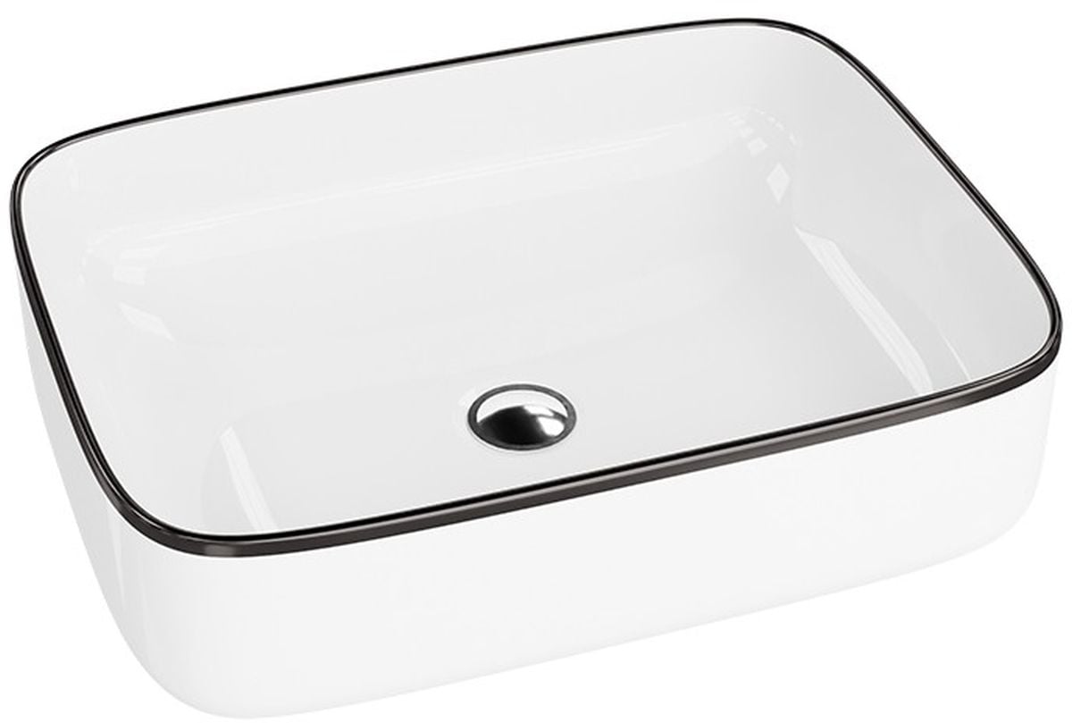 LaVita Galera umývadlo 50.5x40 cm obdĺžnik pultové umývadlo biela-čierna 5900378325703