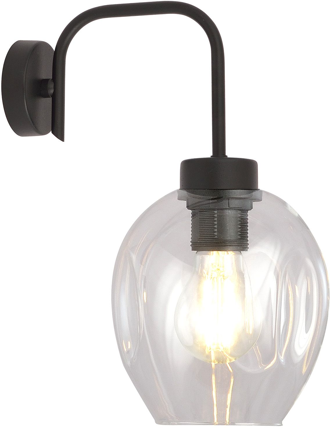 Emibig Lukka nástenná lampa 1x60 W čierna-priehľadná 1164/K1