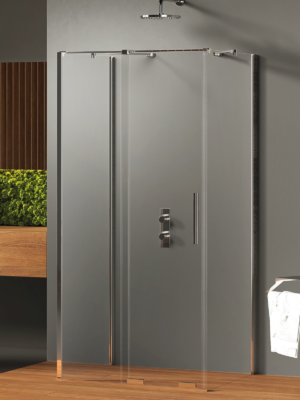 New Trendy Smart sprchovací kút 130x80 cm štvorcová chromová lesklé/priehľadné sklo EXK-4079