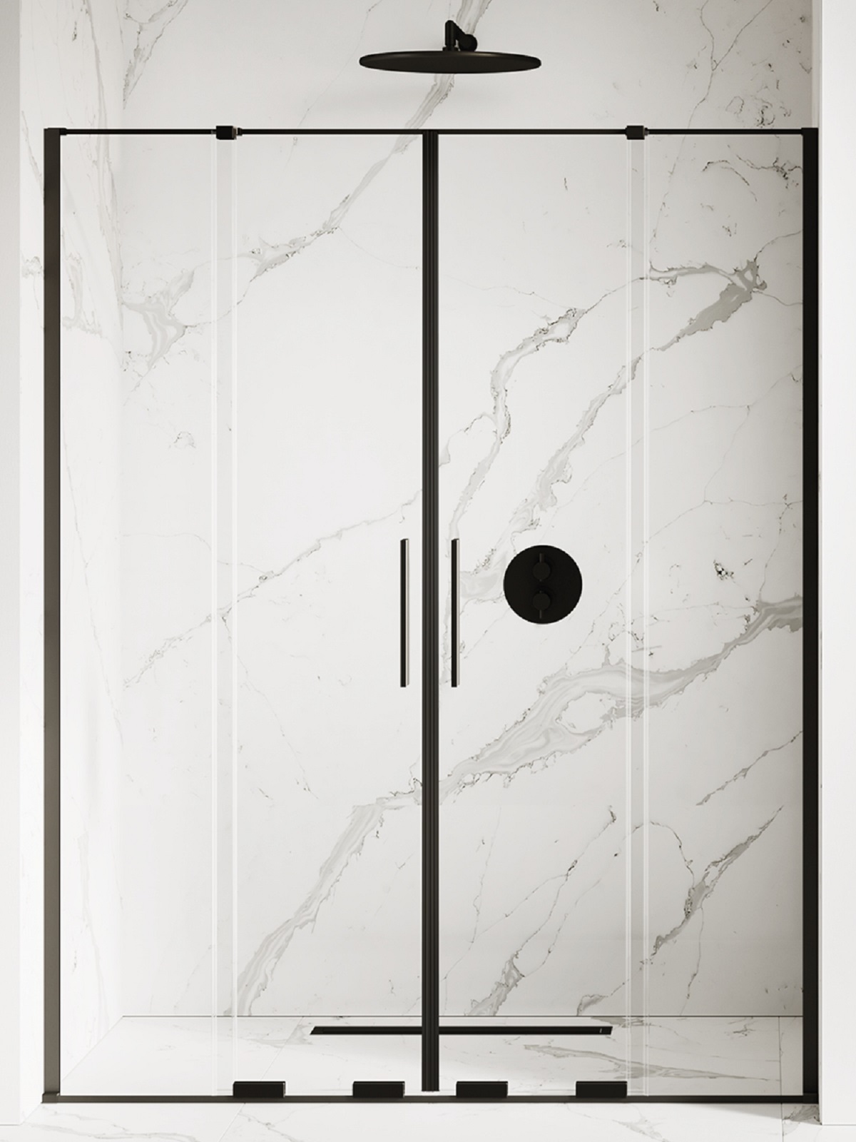 New Trendy Smart Black sprchové dvere 130 cm posuvné čierna matná/priehľadné sklo EXK-4118