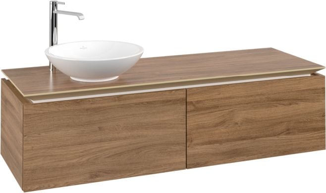 Villeroy & Boch Legato skrinka 140x50x38 cm závesná kúpeľňová skrinka pod umývadlo dub B58700RH