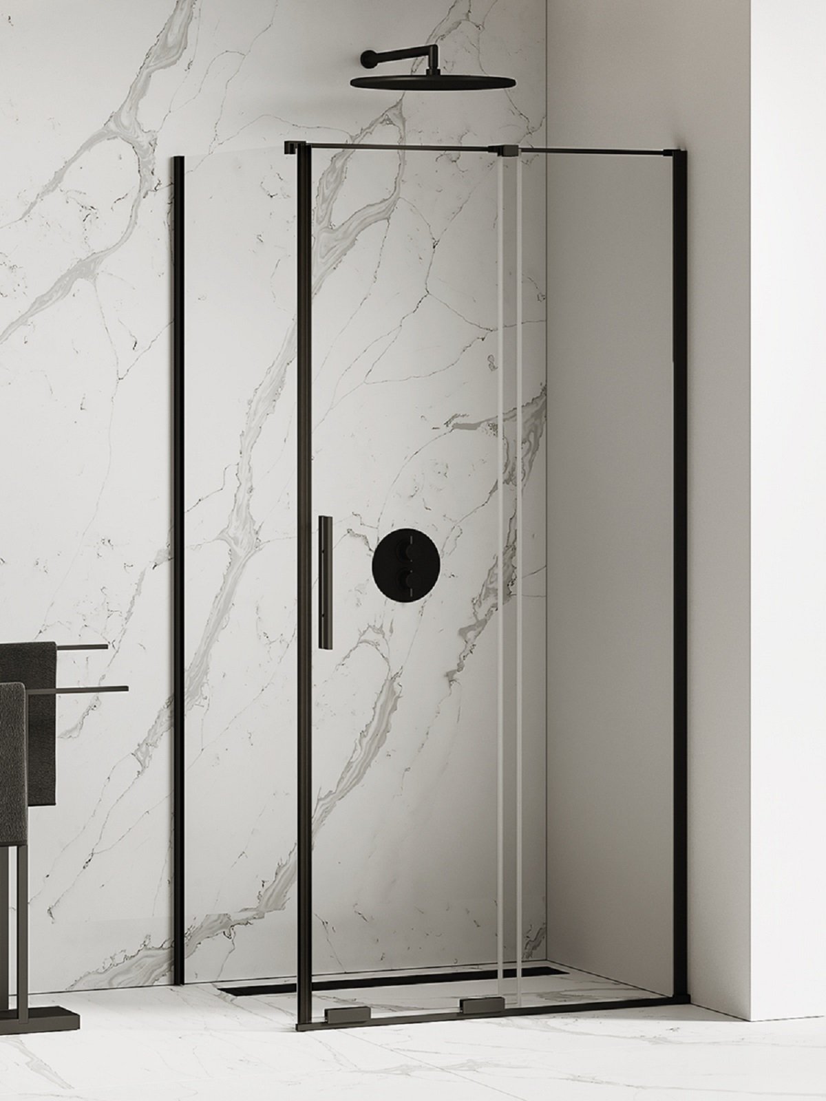 New Trendy Smart Black sprchovací kút 160x80 cm štvorcová čierna polomatné/priehľadné sklo EXK-4154