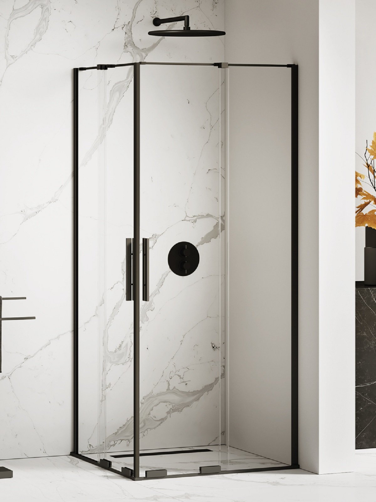 New Trendy Smart Black sprchovací kút 100x100 cm obdĺžniková čierna matné/priehľadné sklo EXK-4168