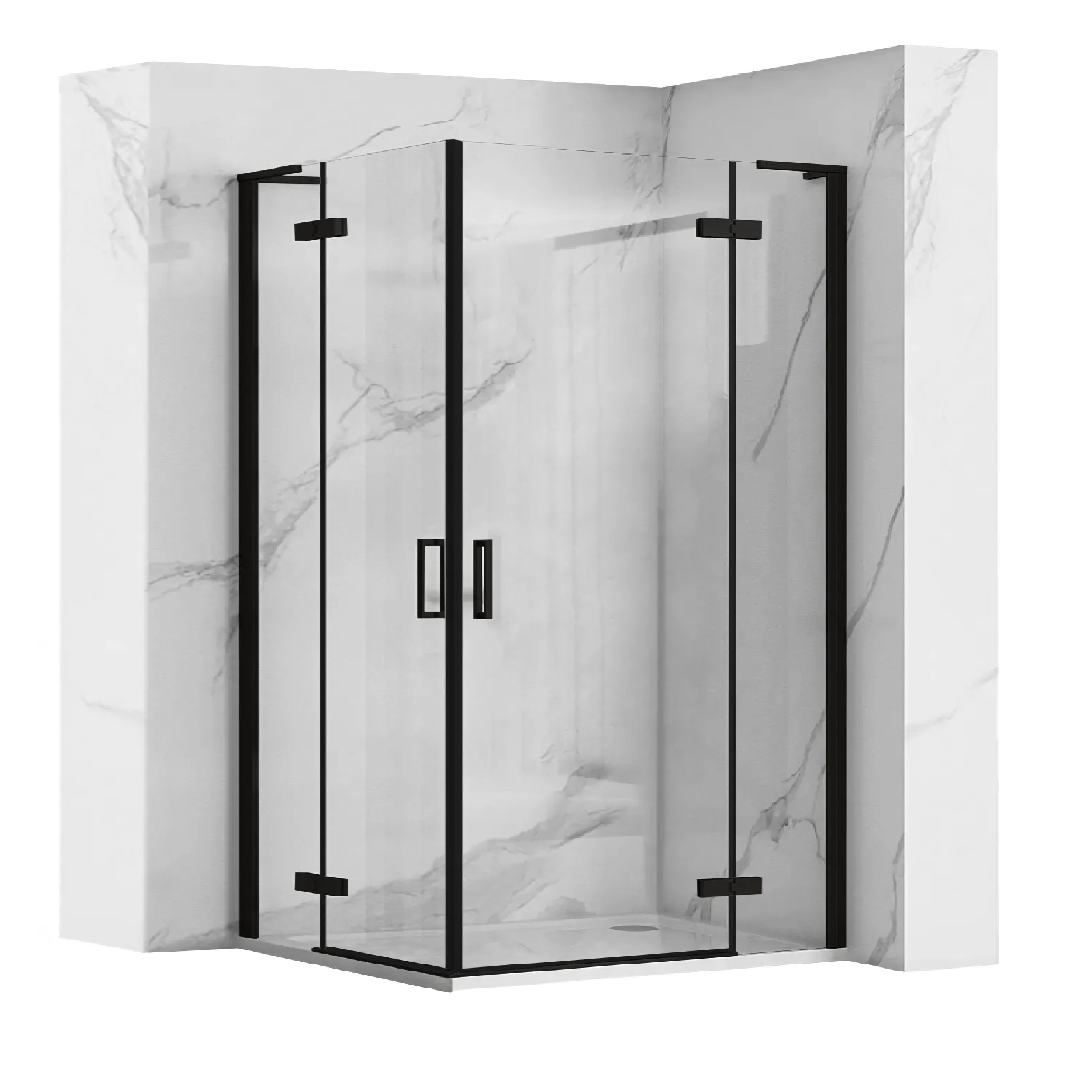 Rea Hugo sprchovací kút 80x80 cm obdĺžniková čierna polomatné/priehľadné sklo REA-K6600