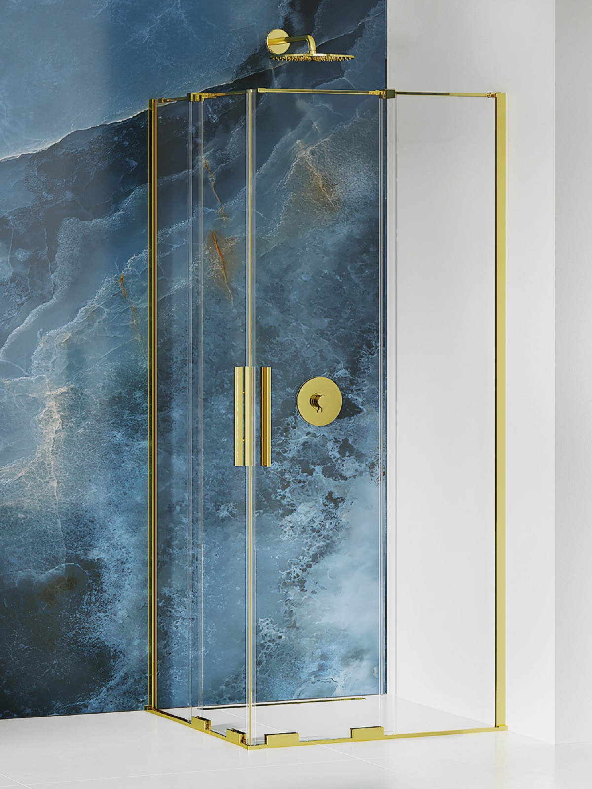 New Trendy Smart Light Gold sprchovací kút 120x90 cm štvorcová zlatá lesklé/priehľadné sklo EXK-4271