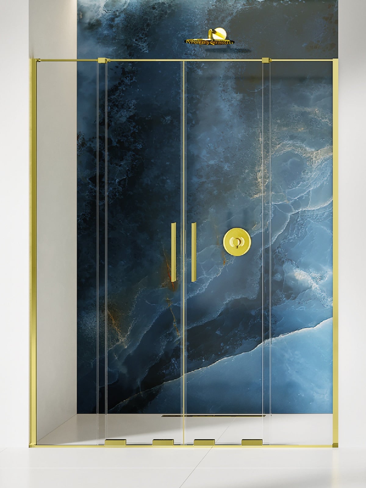 New Trendy Smart Light Gold sprchové dvere 130 cm posuvné zlatá lesklá/priehľadné sklo EXK-4222