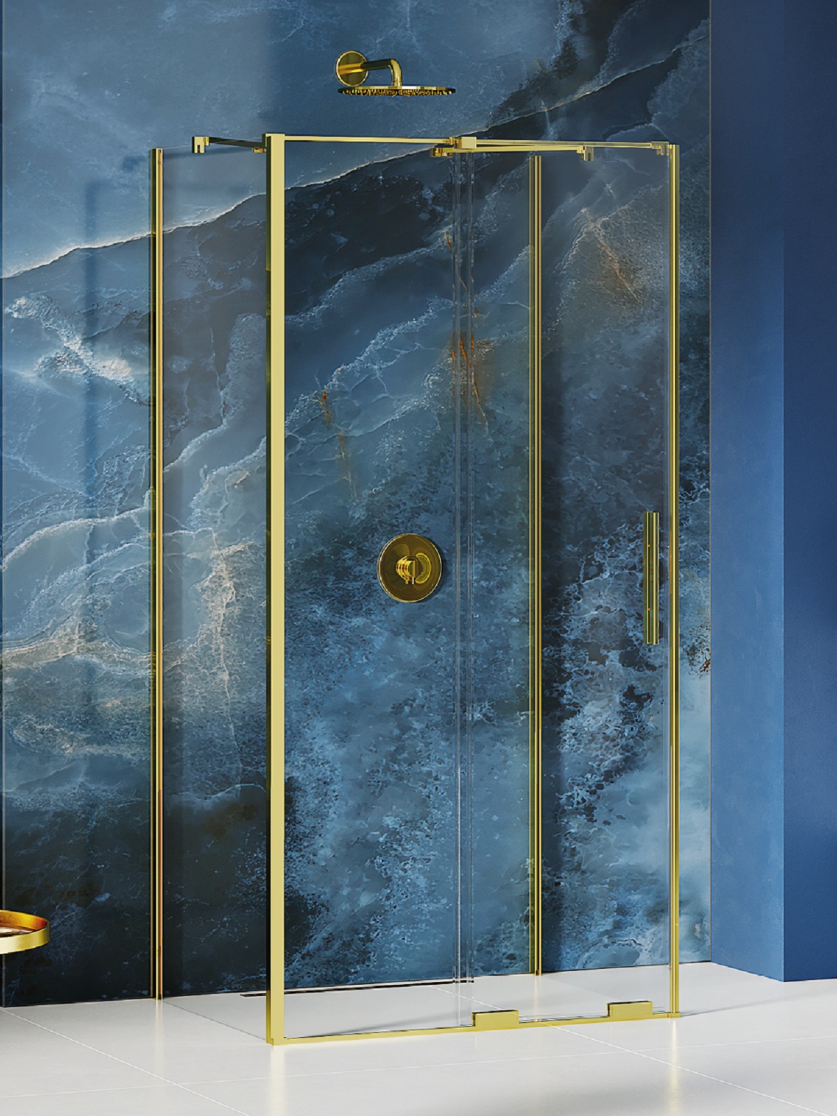 New Trendy Smart Light Gold sprchovací kút 100x90 cm štvorcová zlatá lesklé/priehľadné sklo EXK-4279