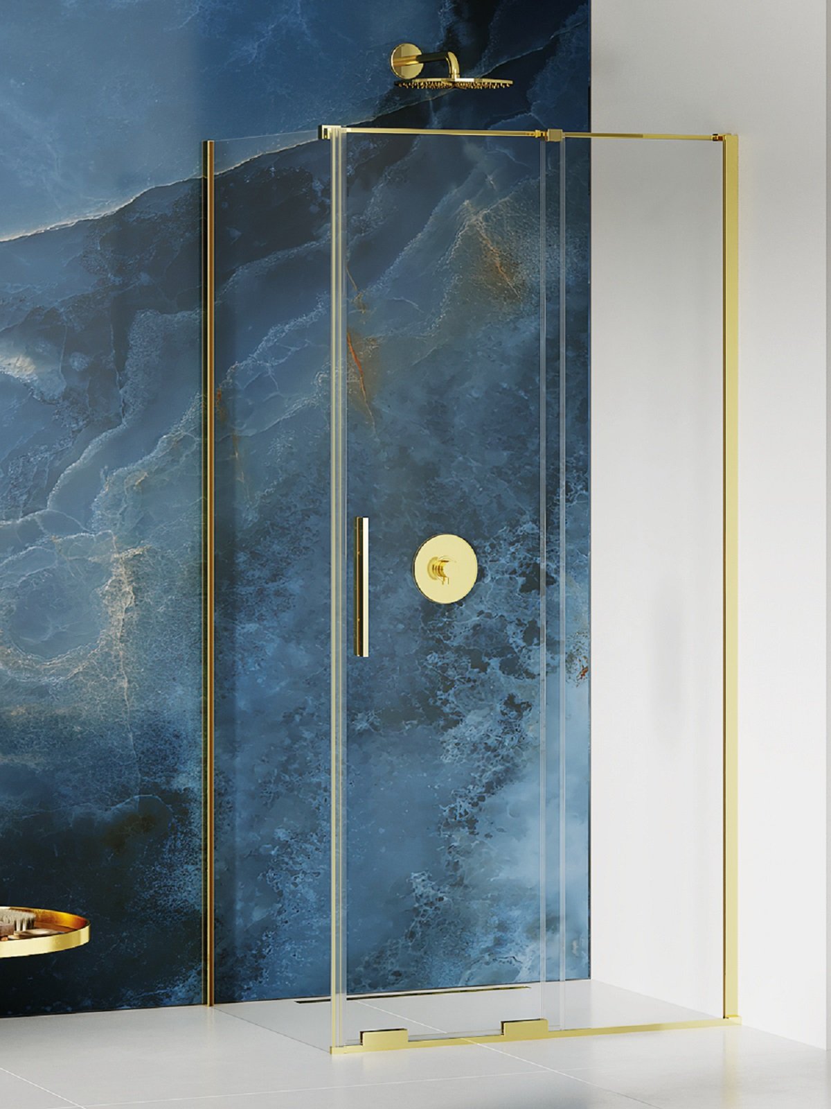 New Trendy Smart Light Gold sprchovací kút 110x110 cm obdĺžniková zlatá lesklé/priehľadné sklo EXK-4236