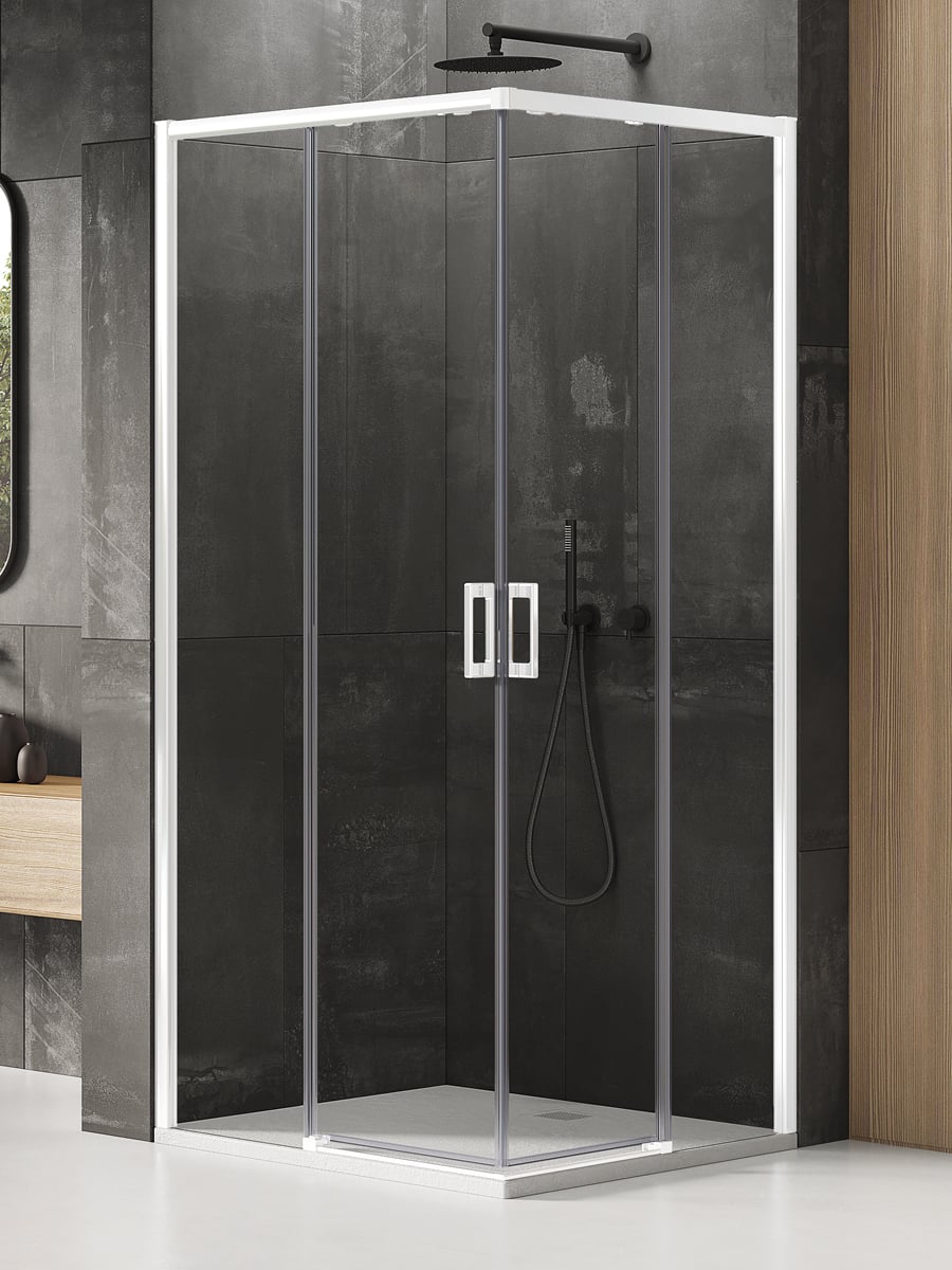 New Trendy Prime White sprchovací kút 90x80 cm štvorcová biela matné/priehľadné sklo D-0398A/D-0397A