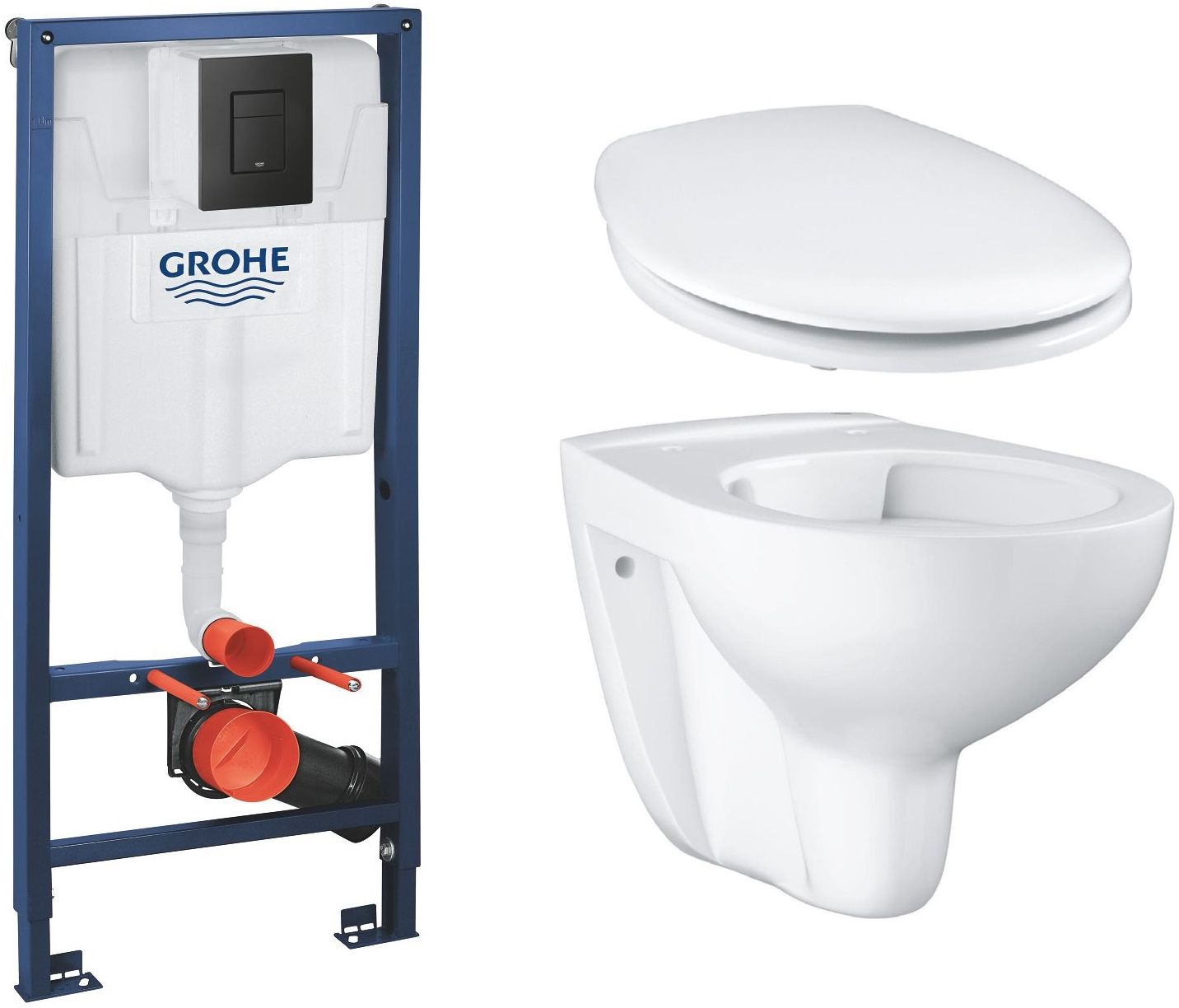 Súprava podomietkový konšrukcia so splachovacím tlačidlom Grohe Solido 38811KF0, WC misa Grohe Bau Ceramic 39427000, 39493000