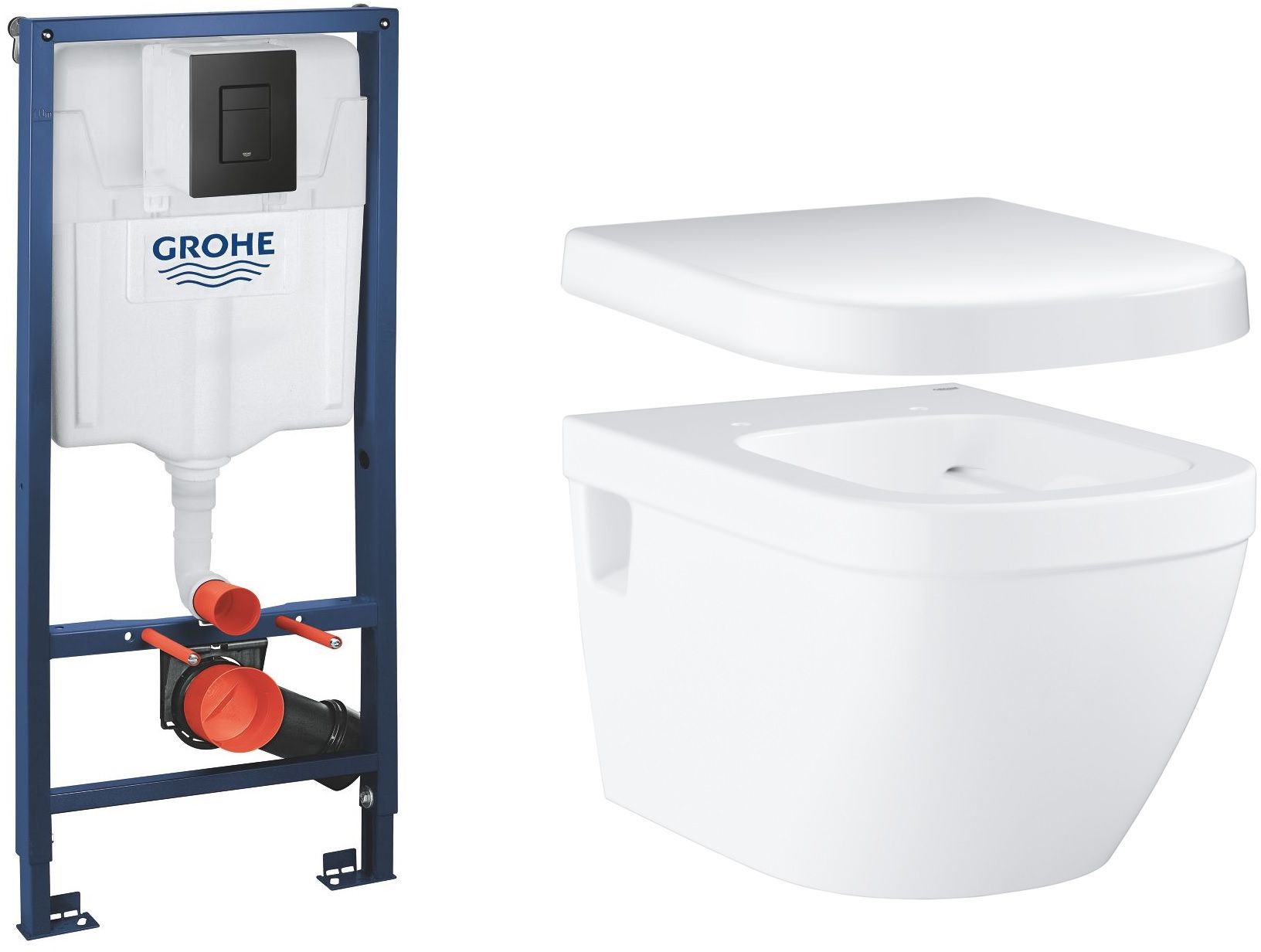 Set podomietkový konšrukcia so splachovacím tlačidlom Grohe Solido 38811KF0, WC misa Grohe Euro Ceramic 39538000, 39330001