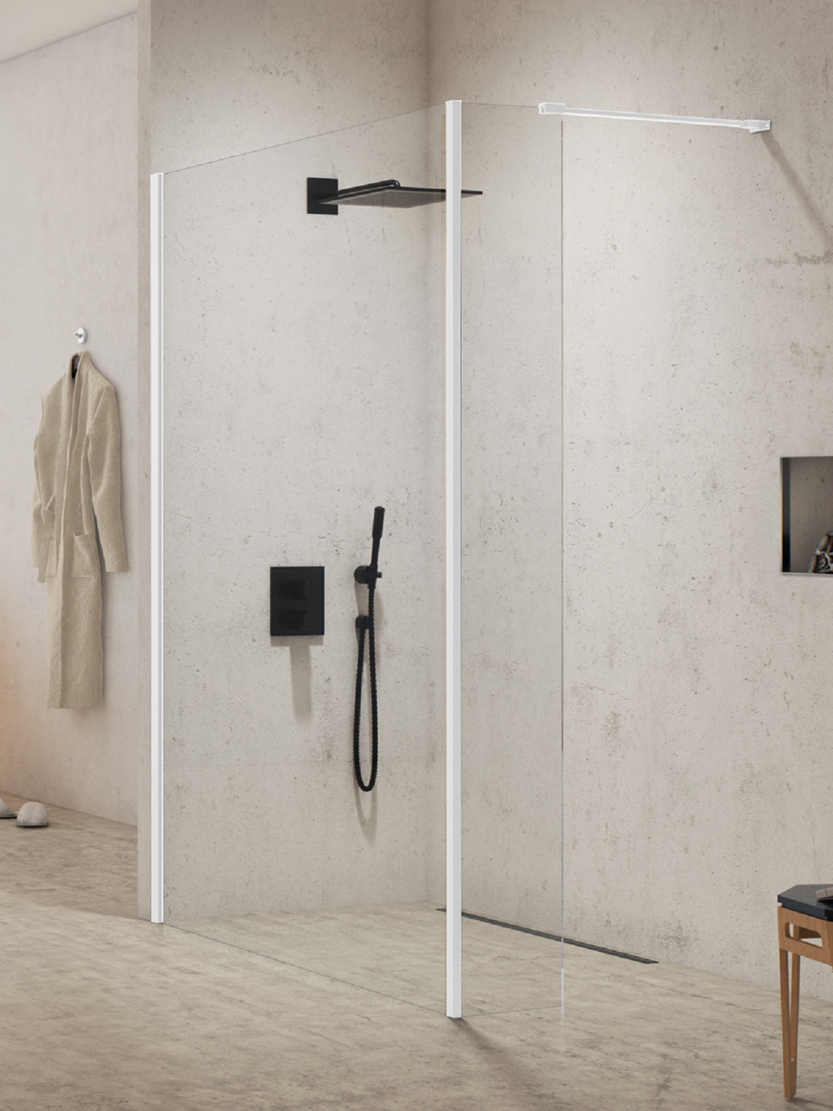 New Trendy New Modus White stena sprchového kúta walk -in 70 cm biela matný/sklo priehľadné EXK-2238