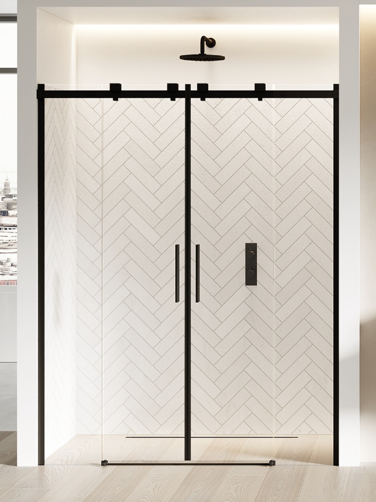 New Trendy Softi Black sprchové dvere 170 cm posuvné čierna matná/priehľadné sklo EXK-3963