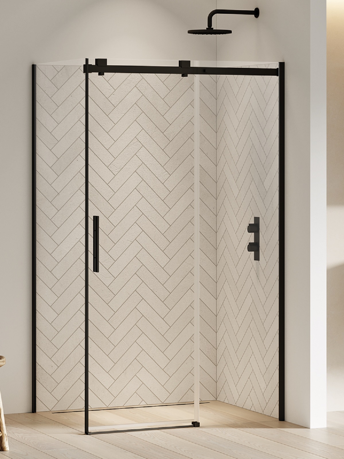New Trendy Softi Black sprchovací kút 110x100 cm štvorcová čierna matné/priehľadné sklo EXK-3968