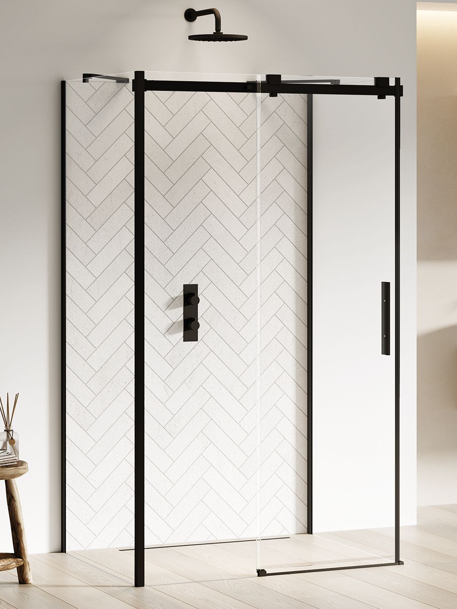 New Trendy Softi Black sprchovací kút 130x80 cm štvorcová čierna polomatné/priehľadné sklo EXK-3999