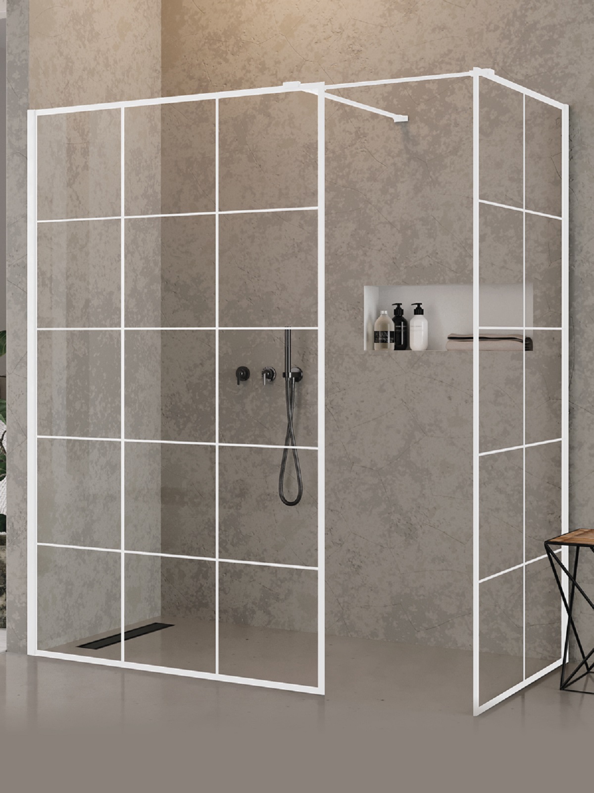 New Trendy New Modus White sprchový kút walk-in 120x100 cm štvorcová biela matné/vzorované sklo EXK-2302