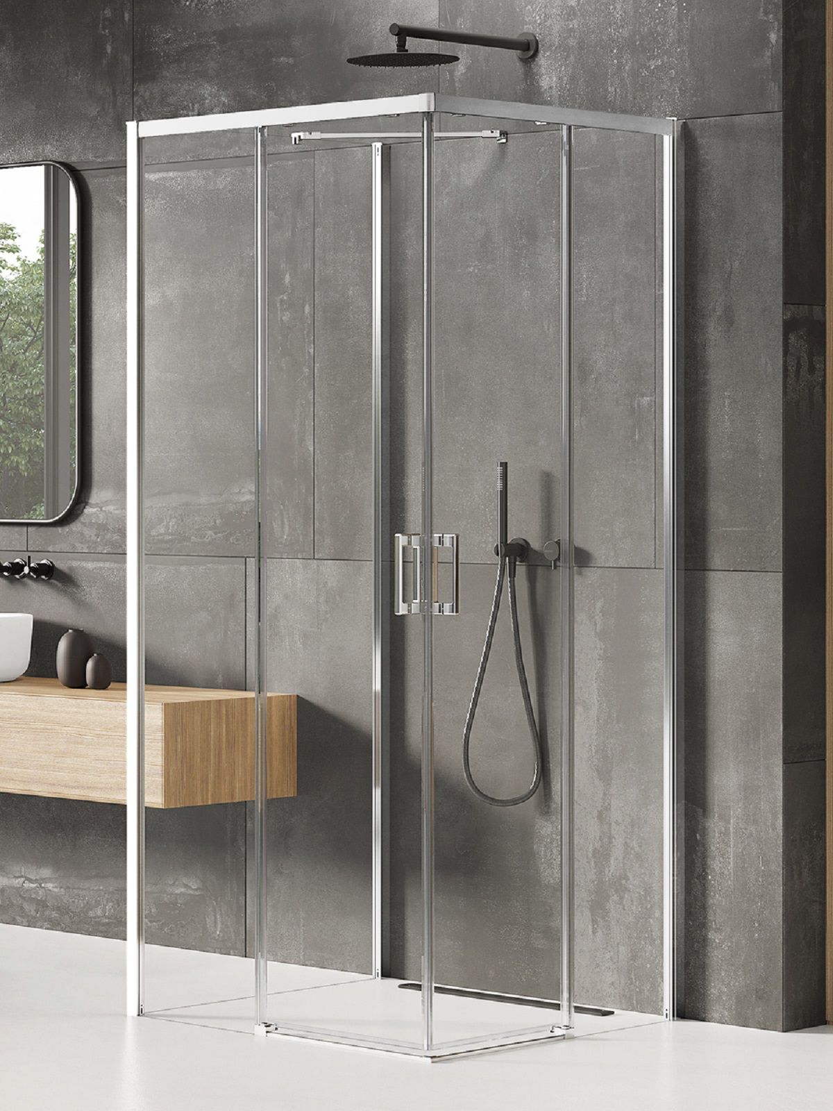 New Trendy Prime sprchovací kút 100x90 cm štvorcová chromová lesklé/priehľadné sklo K-1521