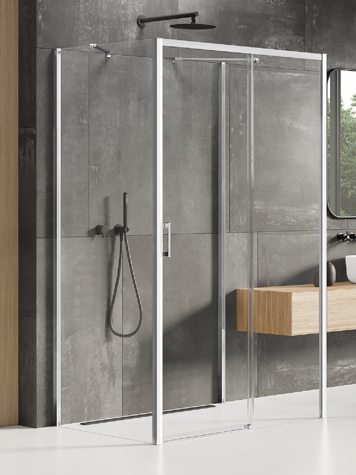New Trendy Prime sprchovací kút 110x80 cm štvorcová chromová lesklé/priehľadné sklo K-0845