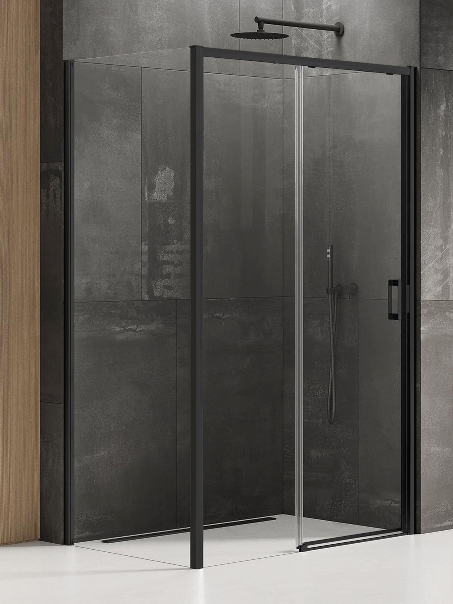 New Trendy Prime Black sprchovací kút 160x90 cm štvorcová čierna polomatné/priehľadné sklo K-1302