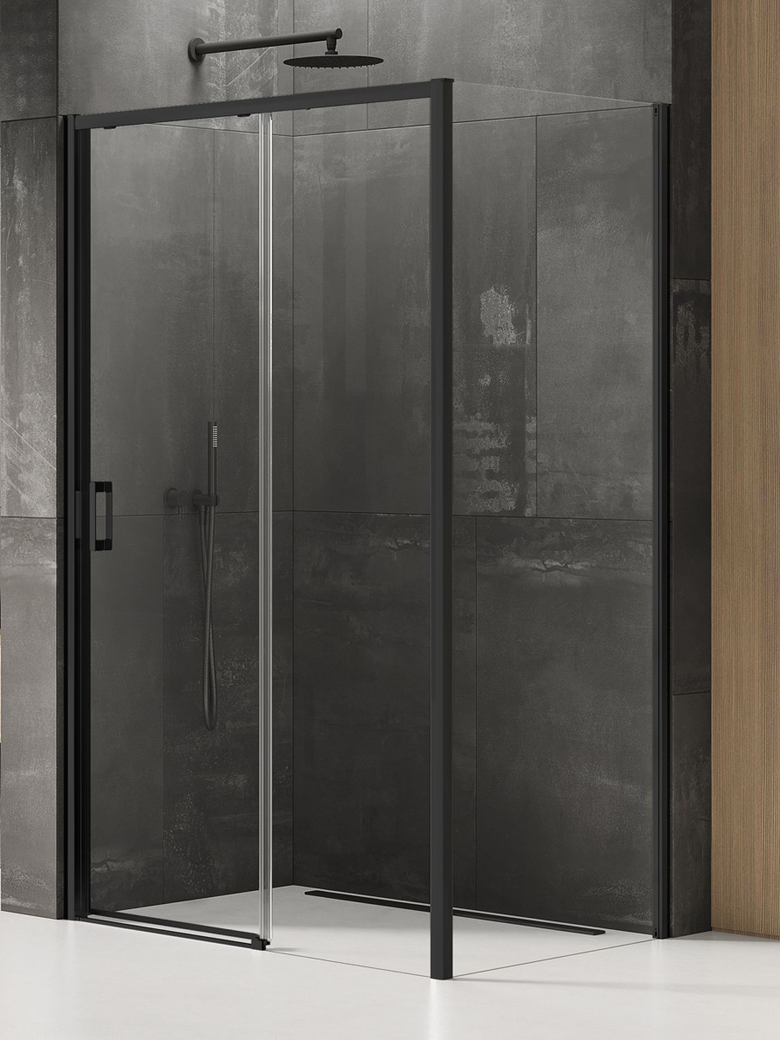 New Trendy Prime Black sprchovací kút 110x70 cm štvorcová čierna matné/priehľadné sklo K-1308