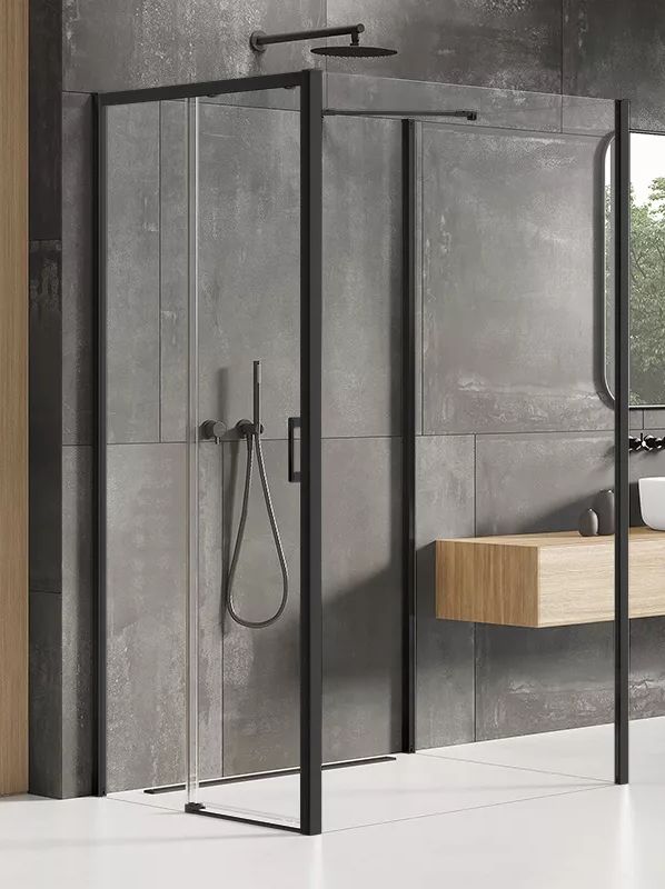 New Trendy Prime Black sprchovací kút 110x100 cm štvorcová čierna matné/priehľadné sklo K-0971