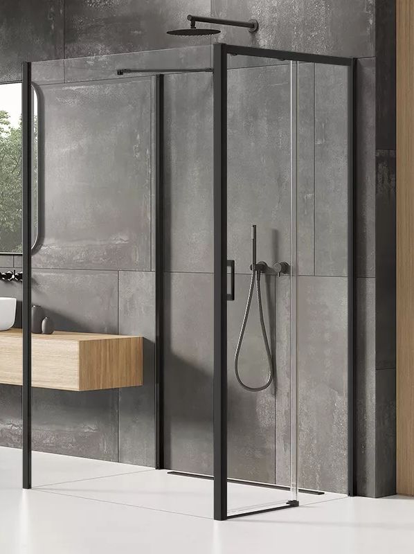 New Trendy Prime Black sprchovací kút 110x110 cm obdĺžniková čierna matné/priehľadné sklo K-1608