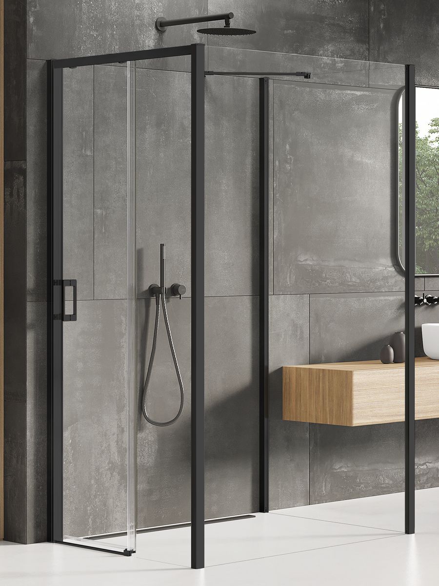 New Trendy Prime Black sprchovací kút 120x110 cm štvorcová čierna polomatné/priehľadné sklo K-1622