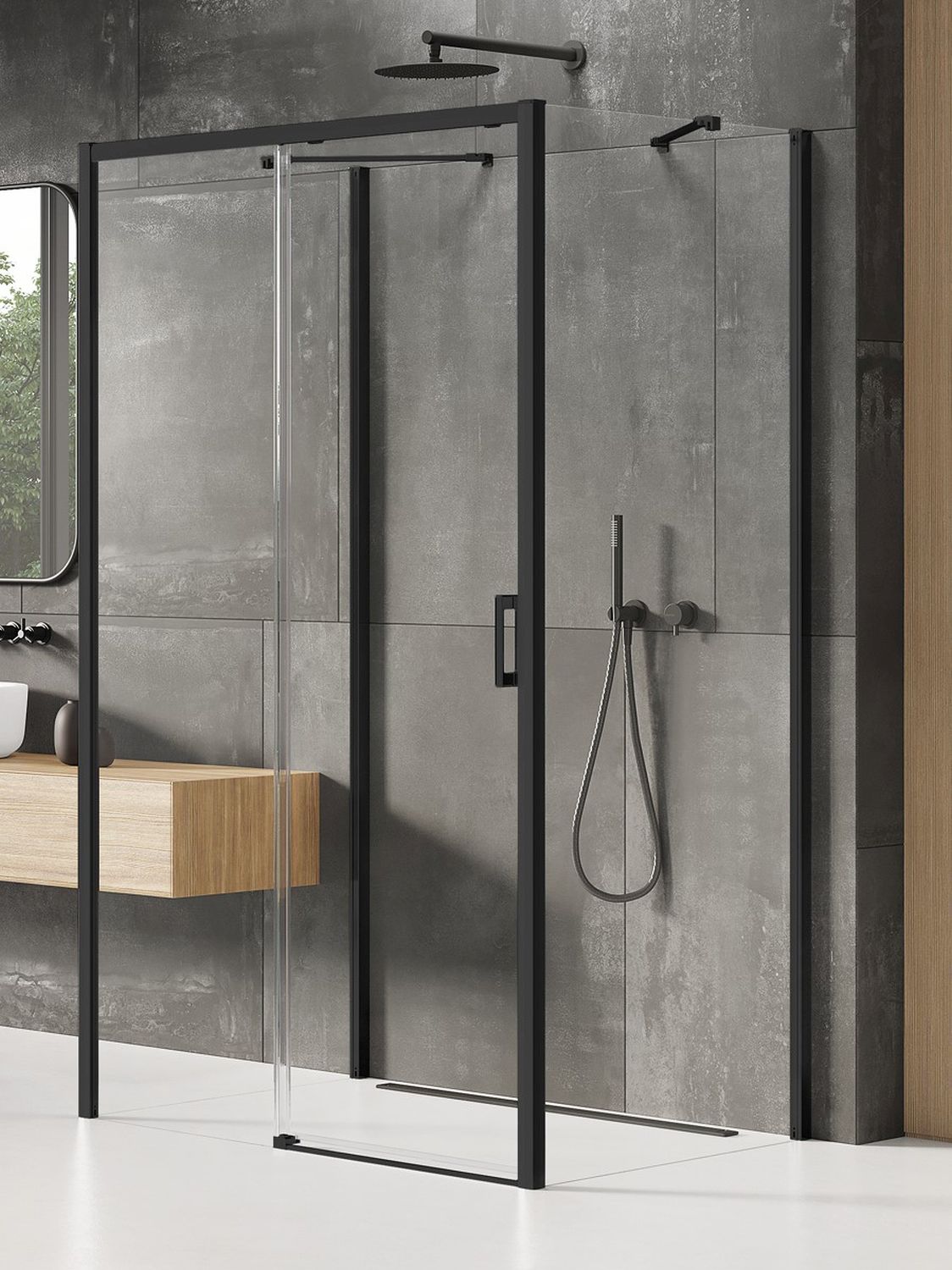 New Trendy Prime Black sprchovací kút 120x90 cm štvorcová čierna polomatné/priehľadné sklo K-0919