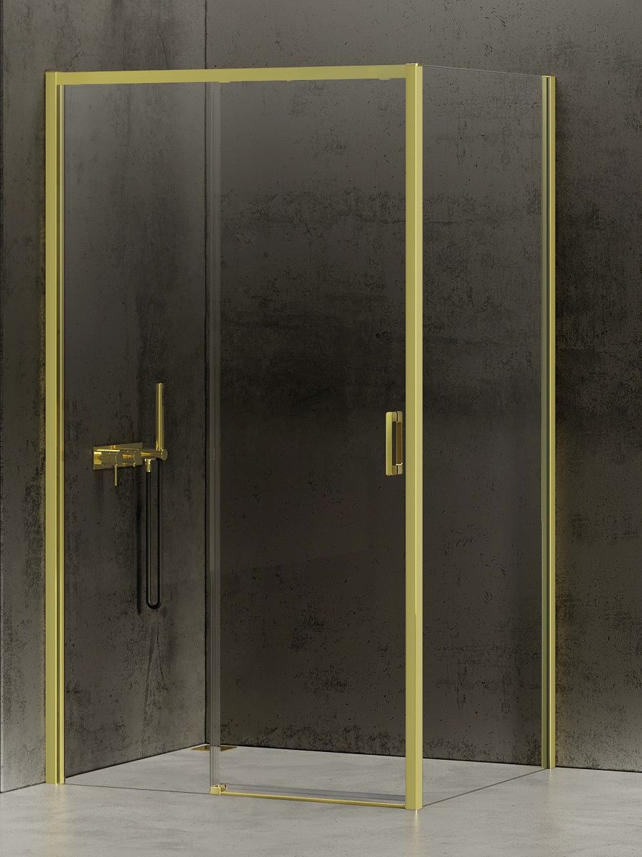 New Trendy Prime Light Gold sprchovací kút 100x100 cm obdĺžniková zlatá lesklé/priehľadné sklo D-0420A/D-0225B