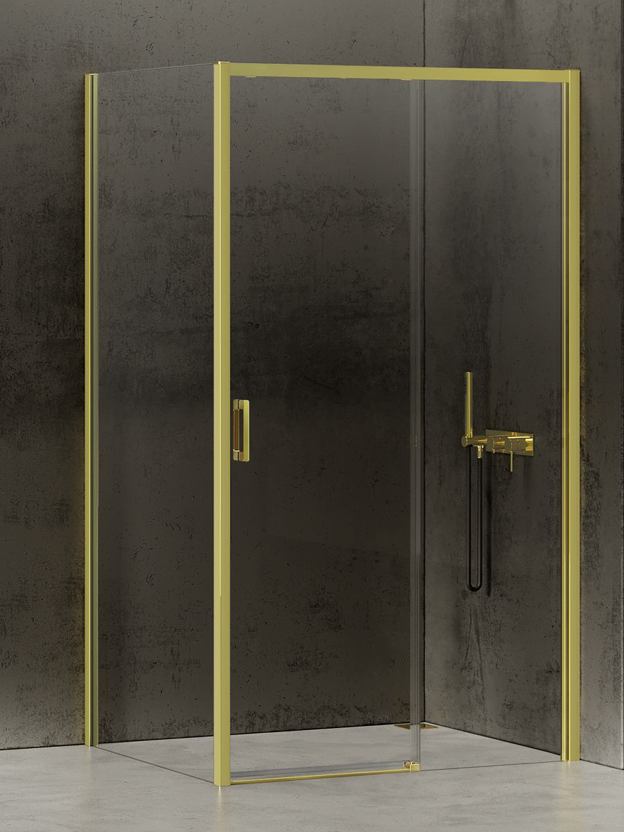 New Trendy Prime Light Gold sprchovací kút 120x70 cm štvorcová zlatá lesklé/priehľadné sklo D-0425A/D-0222B