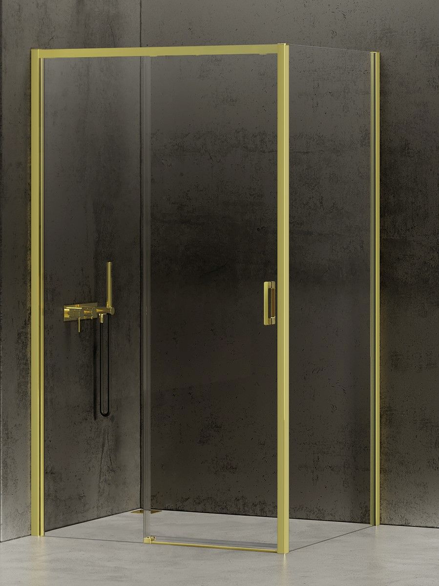 New Trendy Prime Light Gold sprchovací kút 100x90 cm štvorcová zlatá lesklé/priehľadné sklo D-0420A/D-0224B