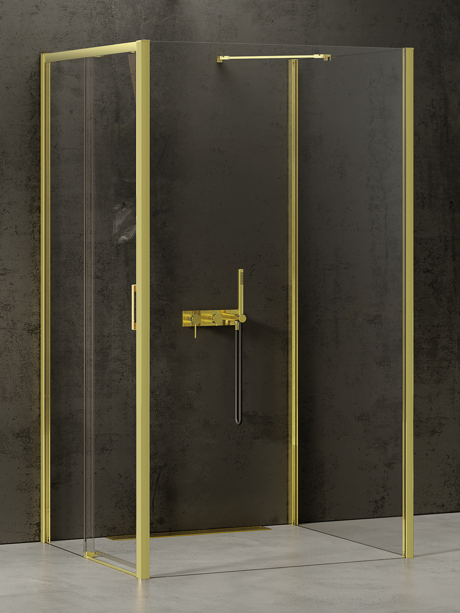 New Trendy Prime Light Gold sprchovací kút 120x120 cm obdĺžniková zlatá lesklé/priehľadné sklo K-1641