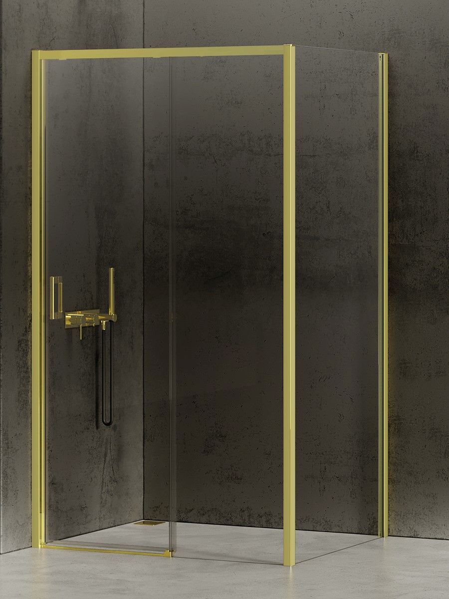 New Trendy Prime Light Gold sprchovací kút 100x70 cm štvorcová zlatá lesklé/priehľadné sklo K-1464