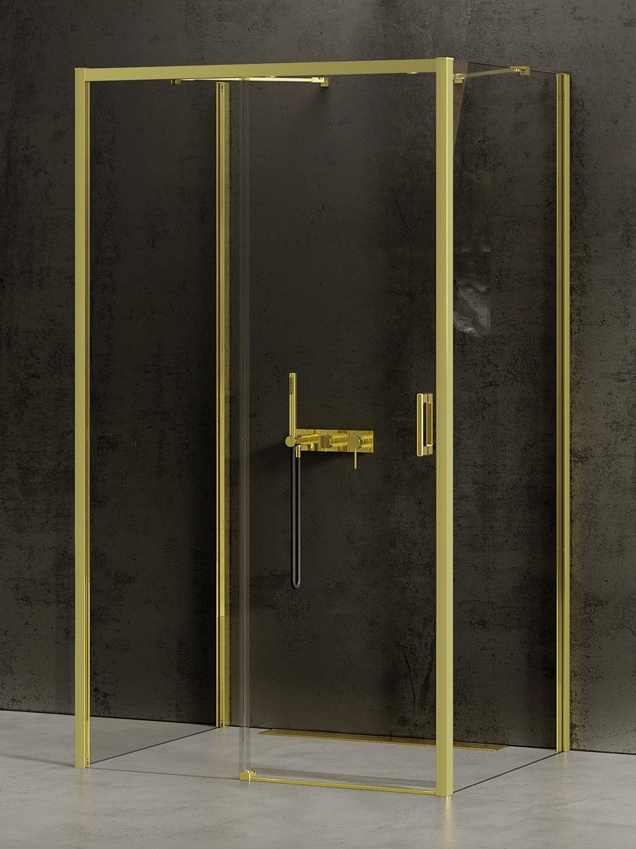 New Trendy Prime Light Gold sprchovací kút 130x70 cm štvorcová zlatá lesklé/priehľadné sklo K-1112