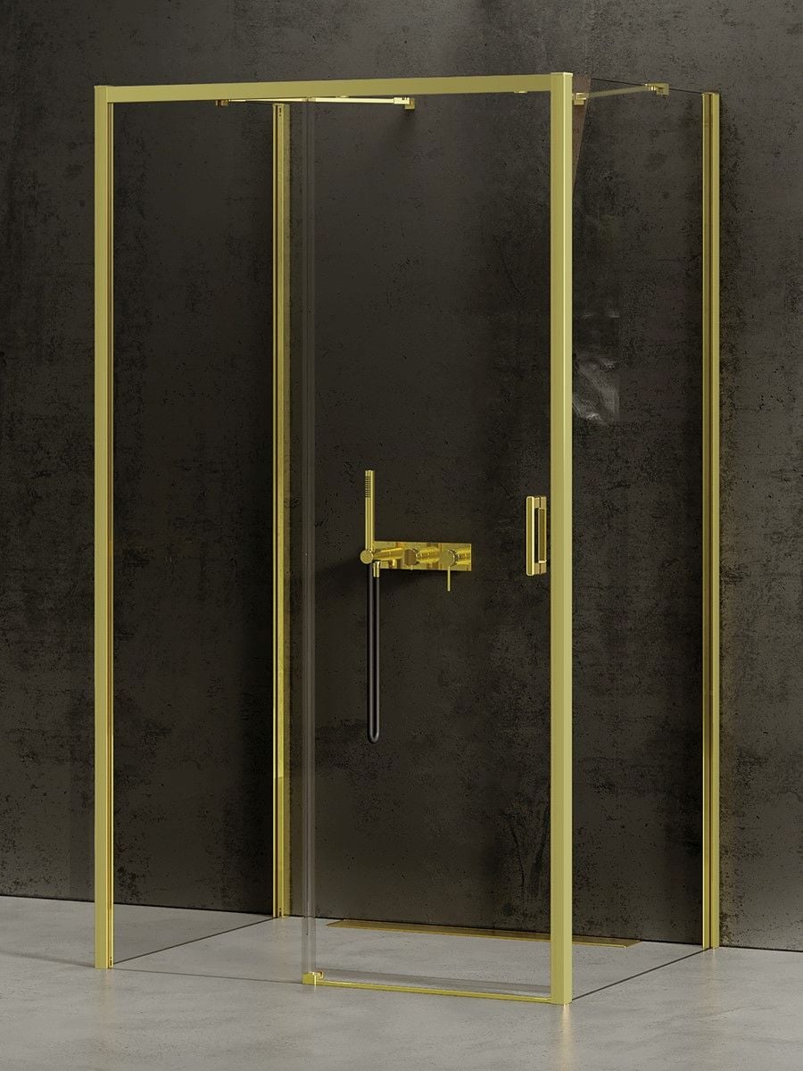 New Trendy Prime Light Gold sprchovací kút 150x90 cm štvorcová zlatá lesklé/priehľadné sklo K-1122