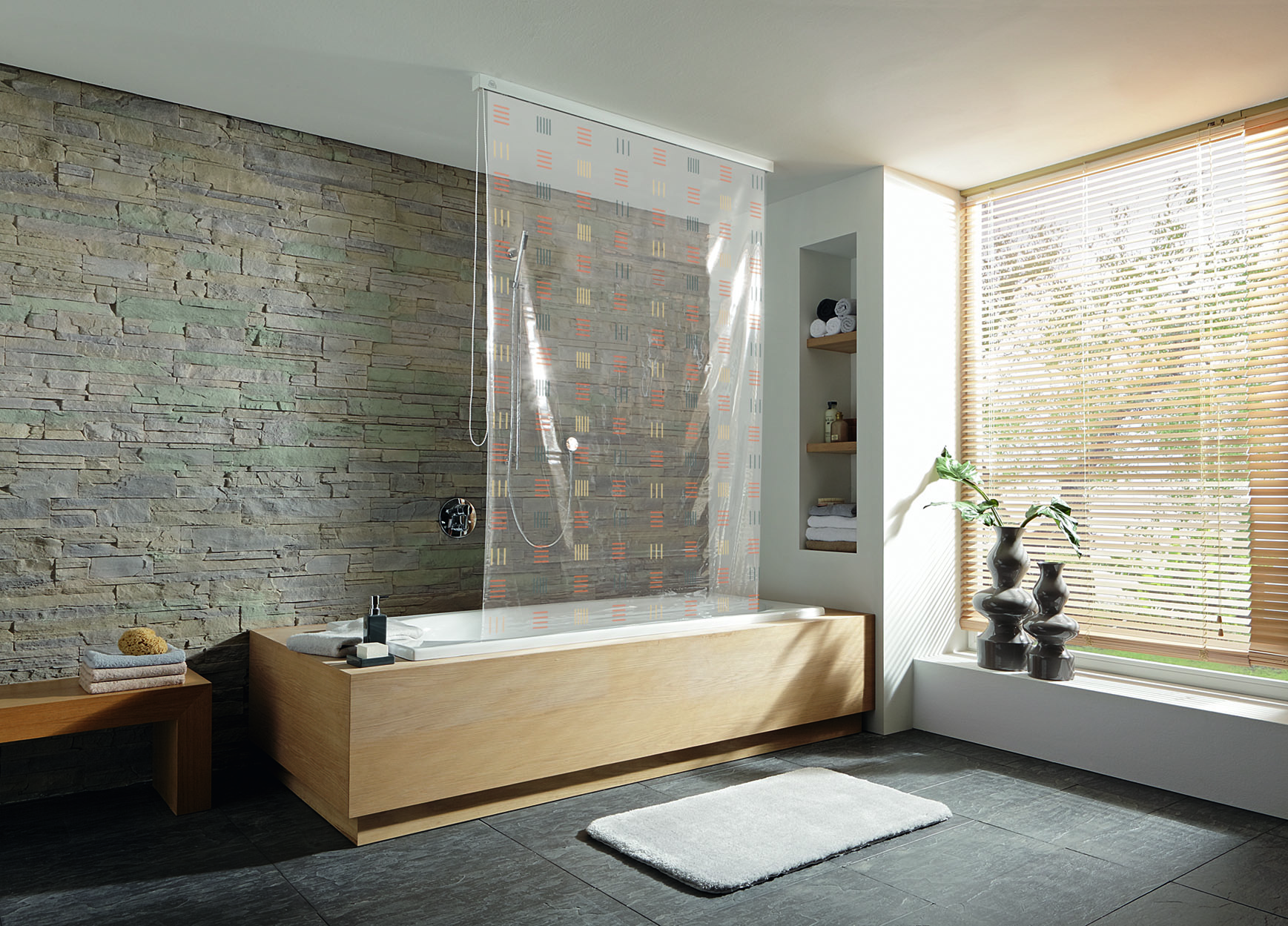 Kleine Wolke Duschrollo sprchová roleta bez kazety 240x128 cm transparentná-viacfarebná 3321351747
